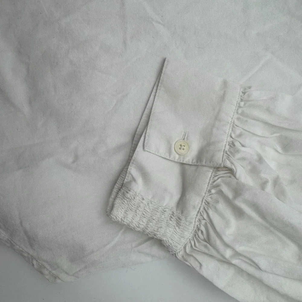 Madewell Embroidered Poplin Balloon-Sleeve Top White Boho Peasant Size‎ L